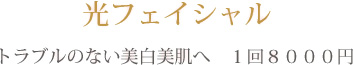 光フェイシャル　トラブルのない美白美肌へ　１回8000円